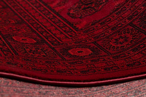Koberec ORIENT 6889 so strapcami, rám / orientálny, bordový / čierny
