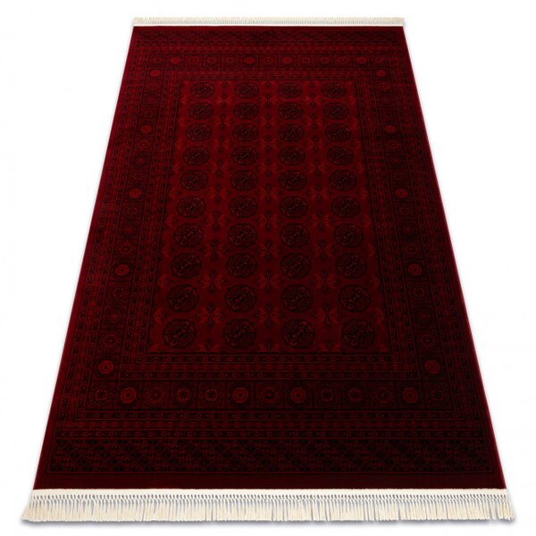 Koberec ORIENT 6889 so strapcami, rám / orientálny, bordový / čierny