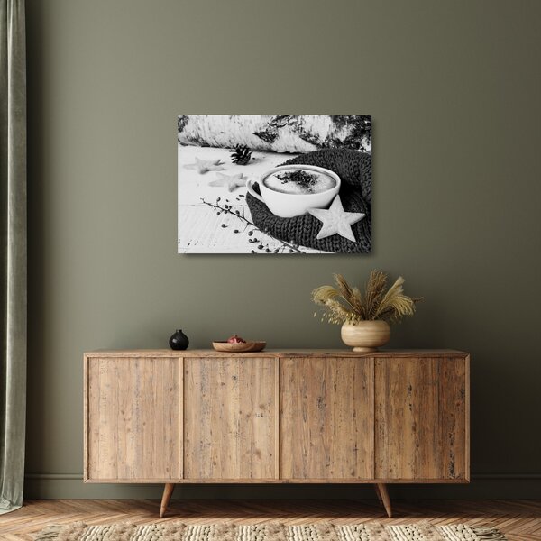 Sklenený obraz - Zimné cappuccino (70x50 cm)
