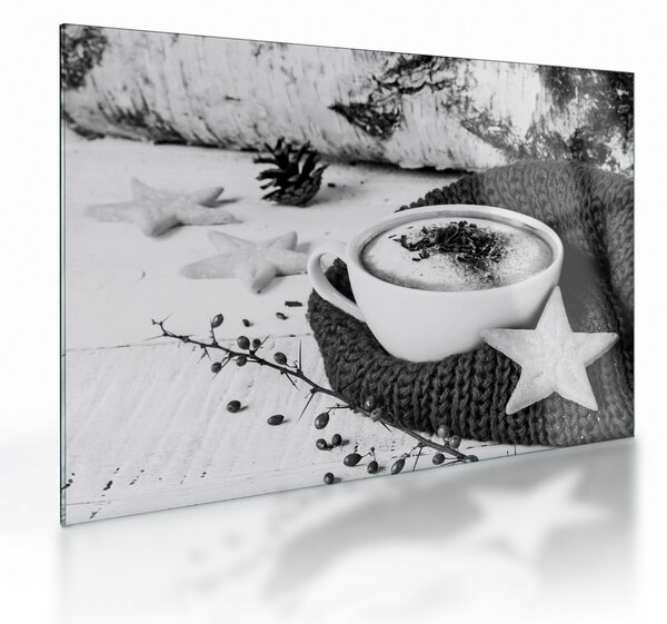 Sklenený obraz - Zimné cappuccino (70x50 cm)