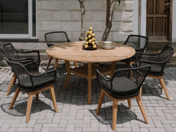 Záhradné kreslo OLIVIA čierne 83x60x63cm,teak