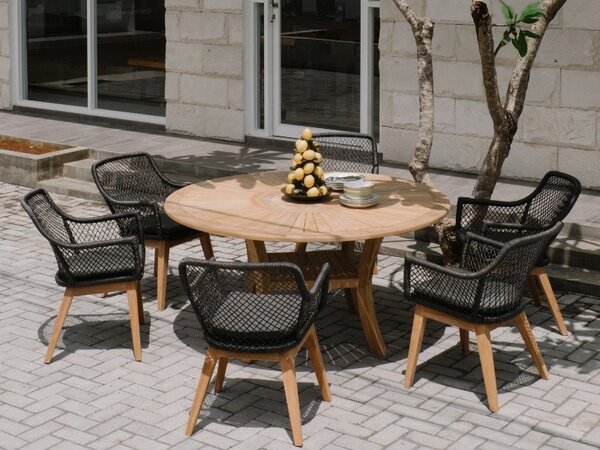 Záhradné kreslo OLIVIA čierne 83x60x63cm,teak