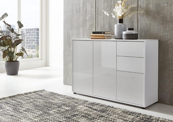 Lesklé biele komody - Moderný dizajn - Kvalitné spracovanie