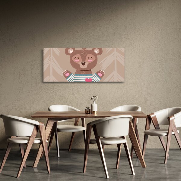 Obraz - Medvedík v pruhovanom tričku (120x50 cm)