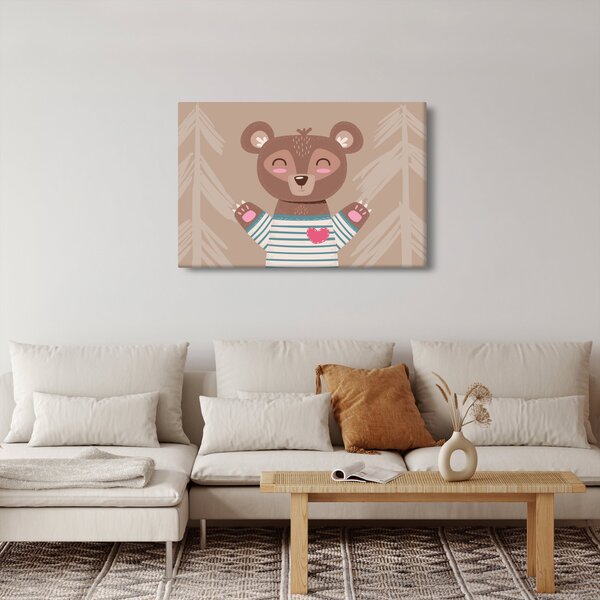 Obraz - Medvedík v pruhovanom tričku (90x60 cm)