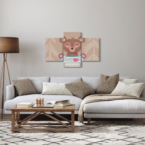 Obraz - Medvedík v pruhovanom tričku (90x60 cm)