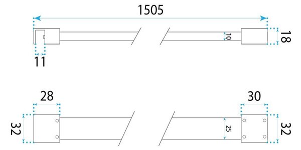 Vzpera pre sprchové zásteny REA150 cm zlatá