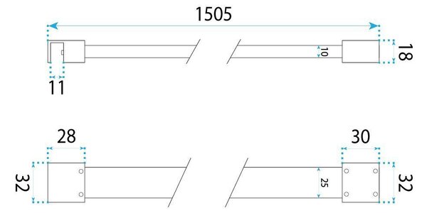 Vzpera pre sprchové zásteny REA150 cm čierna