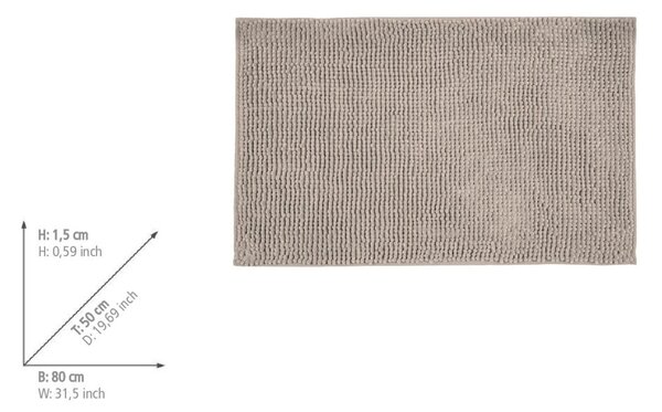 Béžová textilná kúpeľňová predložka 50x80 cm Chenille – Allstar