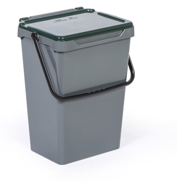 Plastový odpadkový kôš na triedenie odpadu, sivá + tmavo zelená, 35 l