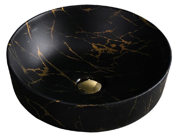 BPS-koupelny Keramické umývadlo na dosku FINO MTB MAR3 415 ⌀ 41,5 cm, čierny mramor