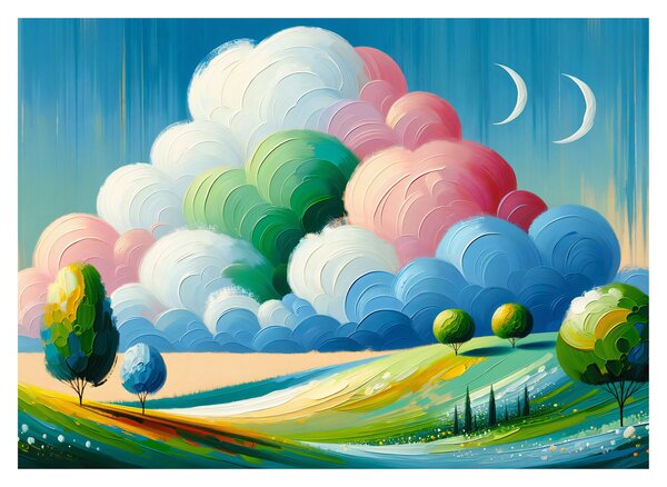 Sklenený obraz - Krajinka s mrakom (70x50 cm)