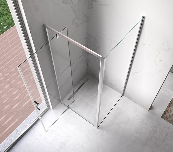 BPS-koupelny Štvorcový sprchový kút KZ04C 90x90 chróm/transparent + vanička RIKO BL čierna