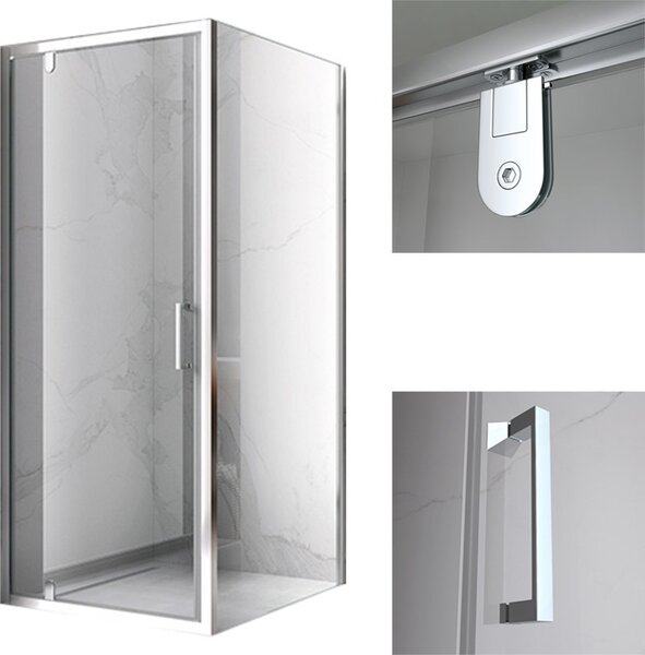 BPS-koupelny Štvorcový sprchový kút KZ04C 90x90 chróm/transparent + vanička RIKO BL čierna