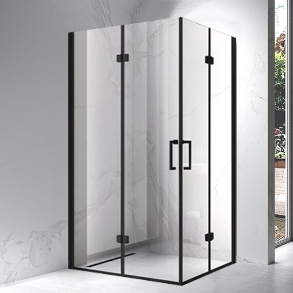 BPS-koupelny Obdĺžnikový sprchový kút KZ13A BL 100x90 čierny/transparent + vanička ST04A biela