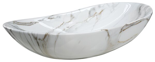 BPS-koupelny Keramické umývadlo na dosku LAVI MAR1 625 62,5x36 cm, biely mramor