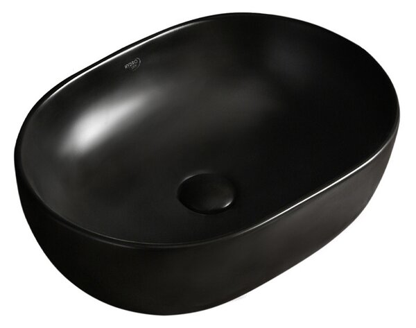BPS-koupelny Keramické umývadlo na dosku MILO BL MAR4 455 44,5x32,5 cm, čierny mramor