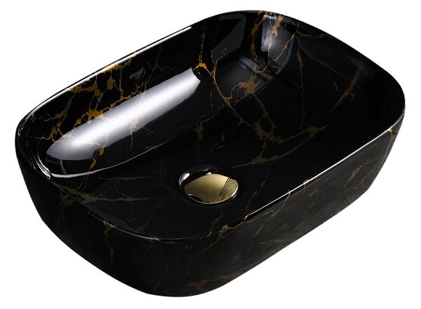 BPS-koupelny Keramické umývadlo na dosku MILO BL MAR4 455 44,5x32,5 cm, čierny mramor