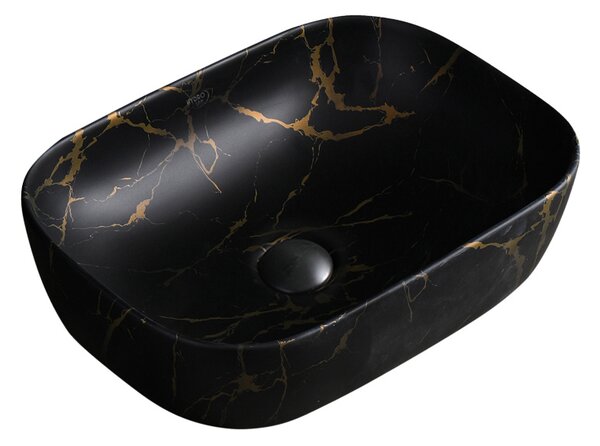 BPS-koupelny Keramické umyvadlo na desku MILO MTB MAR3 455 45,5x32,5 cm, čierny mramor