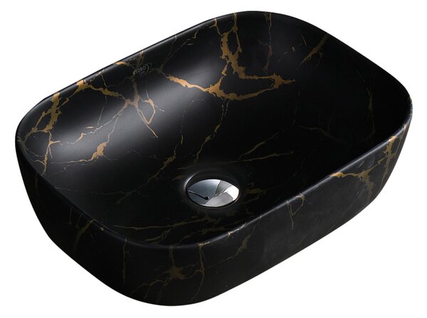 BPS-koupelny Keramické umyvadlo na desku MILO MTB MAR3 455 45,5x32,5 cm, čierny mramor