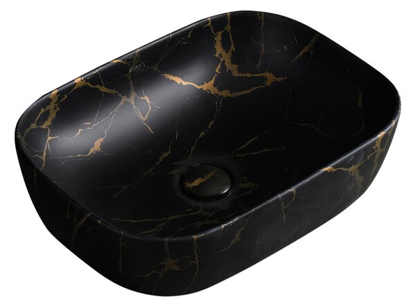 BPS-koupelny Keramické umyvadlo na desku MILO MTB MAR3 455 45,5x32,5 cm, čierny mramor