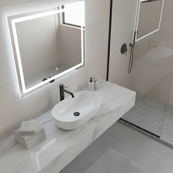 BPS-koupelny Keramické umývadlo na dosku NEO WH 605 60,5x42,5 cm, biele