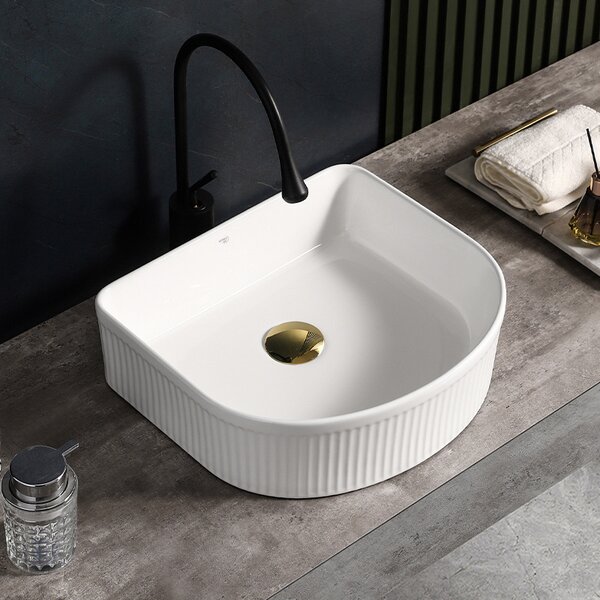 BPS-koupelny Keramické umývadlo na dosku FINO WH 400 40x35 cm, biele