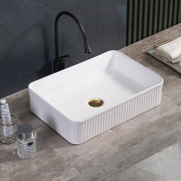 BPS-koupelny Keramické umývadlo na dosku AURA WH 500 50x34 cm, biele