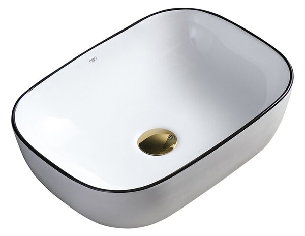 BPS-koupelny Keramické umývadlo na dosku MILO WH BL 455 45,5x32,5 cm, biele/čierne