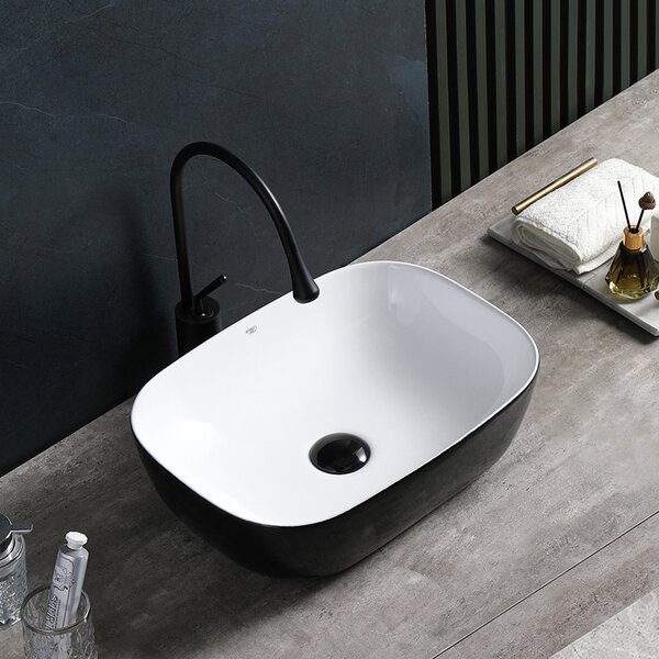 BPS-koupelny Keramické umývadlo na dosku MILO BL WH 455 45,5x32,5 cm, biele/čierne