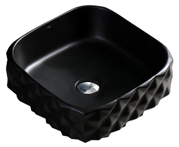 BPS-koupelny Keramické umývadlo na dosku PEARL MTB 400 40x40 cm, čierne matné