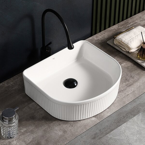 BPS-koupelny Keramické umývadlo na dosku FINO WH 400 40x35 cm, biele