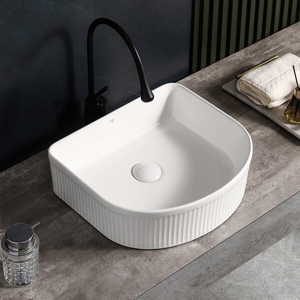 BPS-koupelny Keramické umývadlo na dosku FINO WH 400 40x35 cm, biele