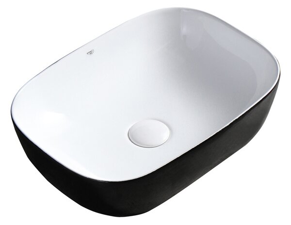 BPS-koupelny Keramické umývadlo na dosku MILO BL WH 455 45,5x32,5 cm, biele/čierne