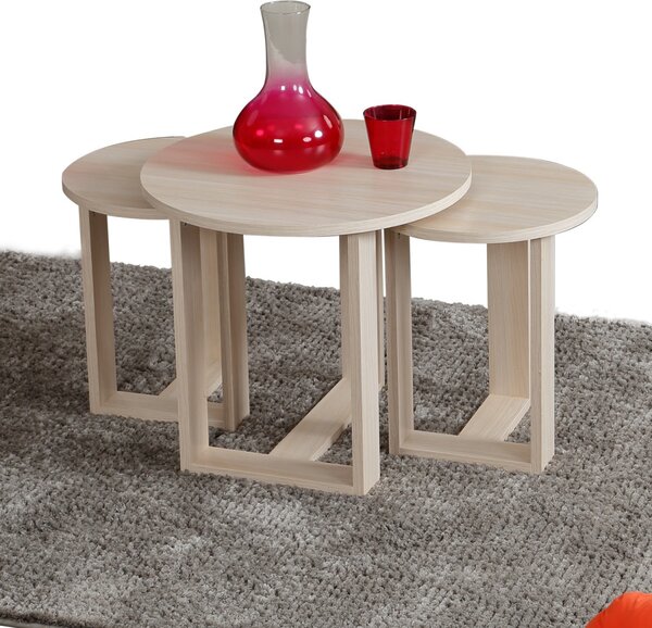 Hanah Home Sada 3 odkladacích stolíkov Mira dub