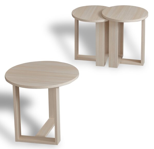 Hanah Home Sada 3 odkladacích stolíkov Mira dub
