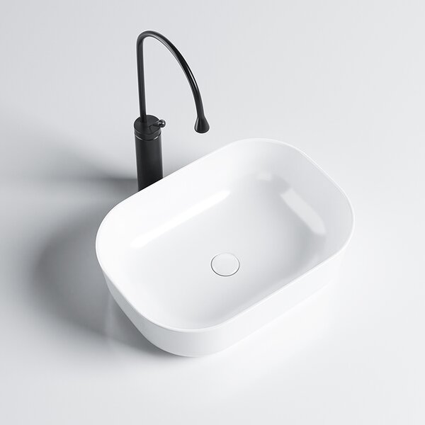 BPS-koupelny Keramické umývadlo na dosku MILO WH 455 45,5x32,5 cm, biele