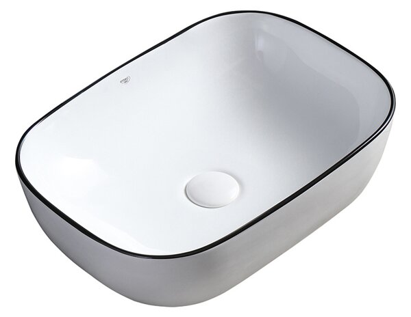 BPS-koupelny Keramické umývadlo na dosku MILO WH BL 455 45,5x32,5 cm, biele/čierne