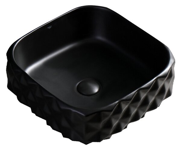 BPS-koupelny Keramické umývadlo na dosku PEARL MTB 400 40x40 cm, čierne matné