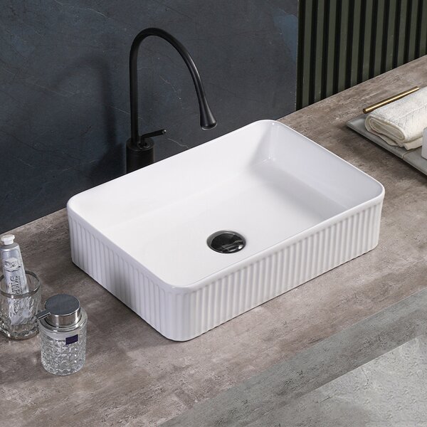 BPS-koupelny Keramické umývadlo na dosku AURA WH 500 50x34 cm, biele