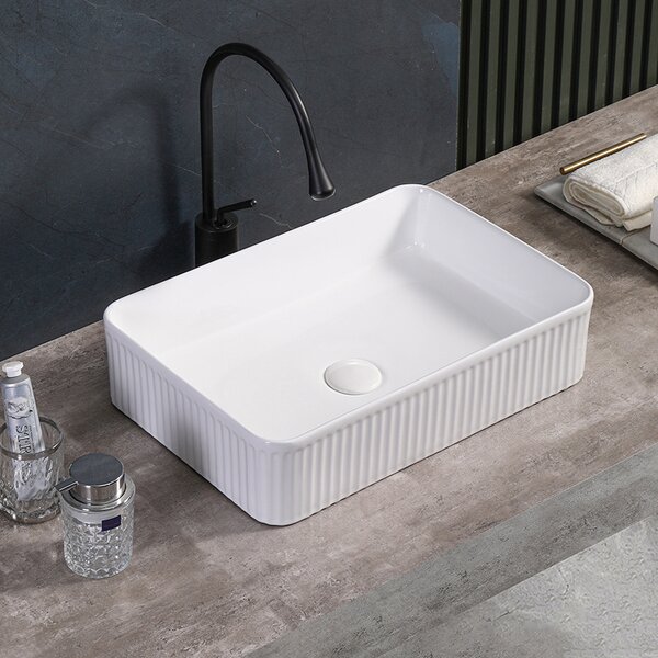 BPS-koupelny Keramické umývadlo na dosku AURA WH 500 50x34 cm, biele