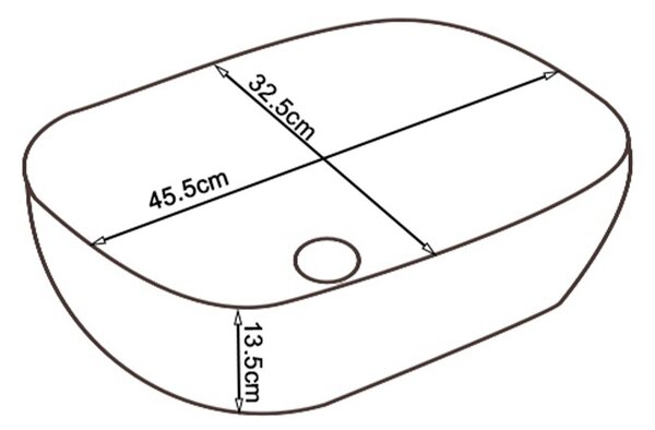 BPS-koupelny Keramické umývadlo na dosku MILO MAR5 455 45,5x32,5 cm, čierny mramor