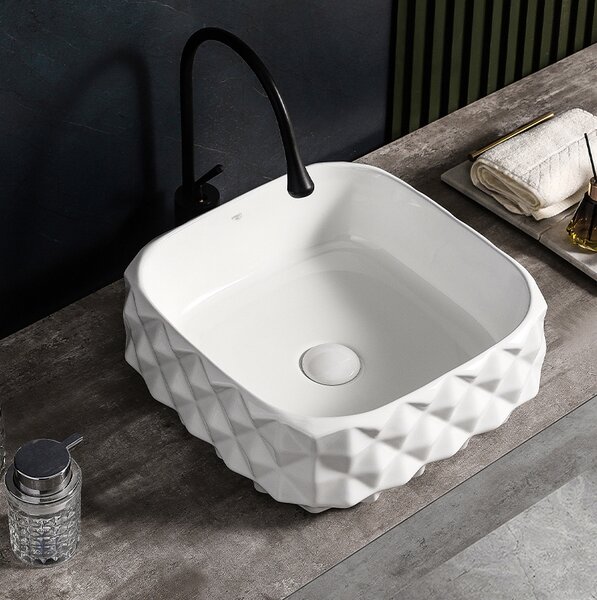 BPS-koupelny Keramické umývadlo na dosku PEARL WH 400 50x31 cm, biele