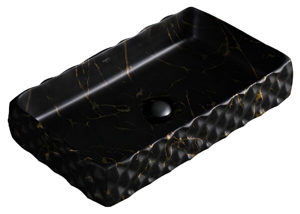 BPS-koupelny Keramické umývadlo na dosku PEARL MAR3 605 60,5x34 cm, čierny mramor