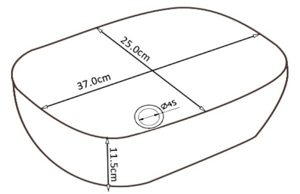 BPS-koupelny Keramické umývadlo na dosku MILO BL 370 37x25 cm, čierne