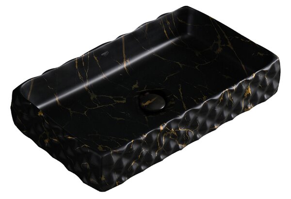 BPS-koupelny Keramické umývadlo na dosku PEARL MAR3 605 60,5x34 cm, čierny mramor
