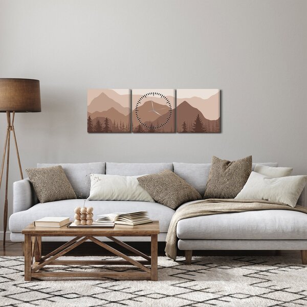 Obraz - Hnedé pohorie N⁰1 (s hodinami) (90x30 cm)