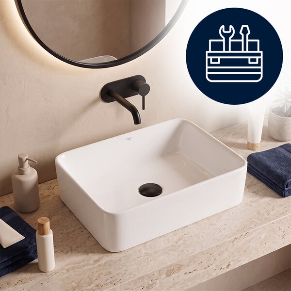 BPS-koupelny Keramické umývadlo na dosku LUXO WH 480 48x37 cm, biele