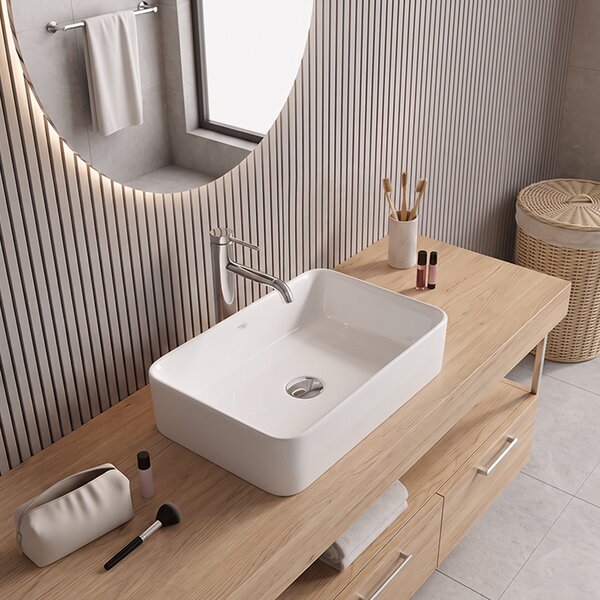 BPS-koupelny Keramické umývadlo na dosku LUXO WH 480 48x37 cm, biele