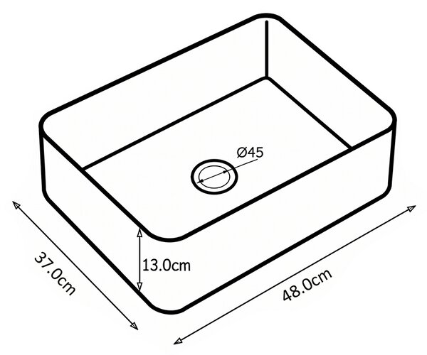 BPS-koupelny Keramické umývadlo na dosku LUXO WH 480 48x37 cm, biele